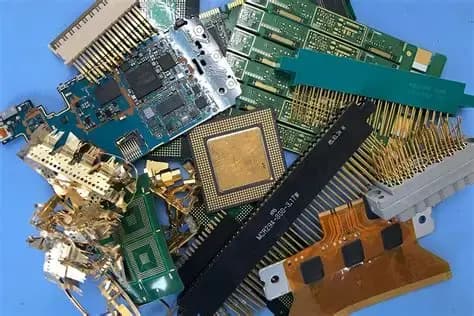 Gold-plated processors, pins and high-grade circuit boards sorted for precious metal recovery